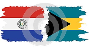 Bahamas and Paraguay grunge flags connection vector