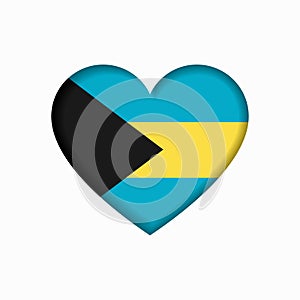 Bahamian flag heart-shaped sign. Vector illustration.