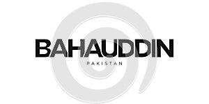 Bahauddin in the Pakistan emblem. The design features a geometric style, vector illustration with bold typography in a modern font photo