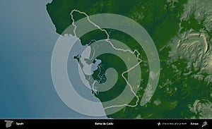 Bahia de Cadiz outlined, Spain. Physical