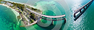 Bahia Honda Bridge panoramic aerial view on Overseas Highway - F