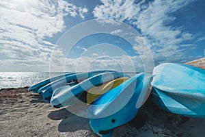 Bahia Honda State Park in the Florida Keys. Kayaks on the beach