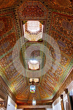 The Bahia Palace ceiling in Marrakesh Morocco,
