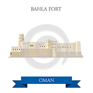 Bahla Fort in Oman vector flat attraction travel landmark