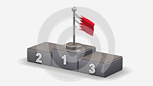 Bahrain 3D waving flag illustration on winner podium.