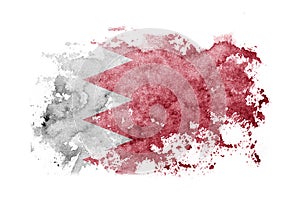 Bahrain, Bahraini flag background painted on white paper with watercolor