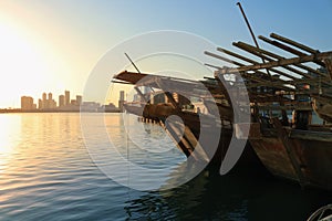 Bahrain City Skyline arabic dhow