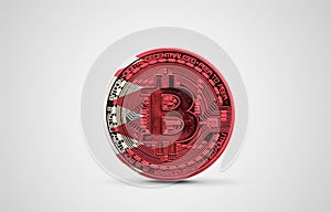 Bahrain flag on a bitcoin cryptocurrency coin. 3D Rendering