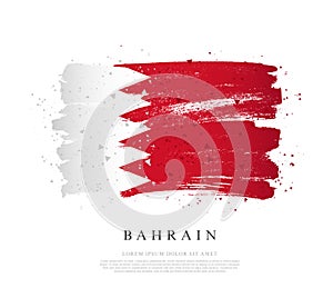 Bahrain flag. Brush strokes are drawn by hand. Independence Day