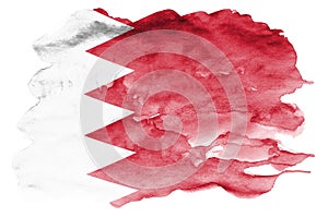 Bahrain flag is depicted in liquid watercolor style isolated on white background