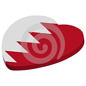 Bahrain Flag in Heart Shape Vector 3D