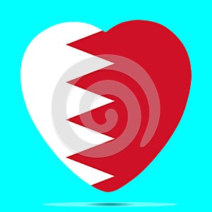 Bahrain Flag in Heart Shape Vector 3D
