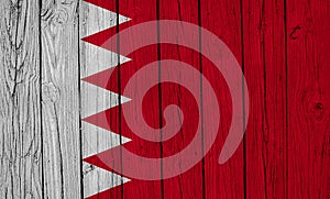 Bahrain Flag Over Wood Planks