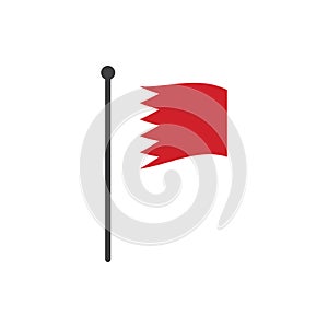 Bahrain flag with pole icon vector isolated on white background