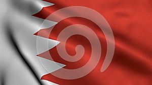 Bahrain Flag. Waving Fabric Satin Texture Flag of Bahrain 3D illustration.