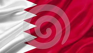 Bahrain flag waving with the wind, 3D illustration.