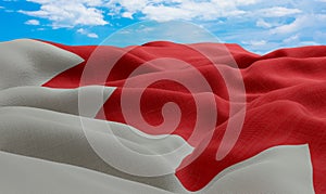 Bahrain flag in the wind. Realistic and wavy fabric flag. 3D rendering