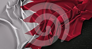 Bahrain Flag Wrinkled On Dark Background 3D Render