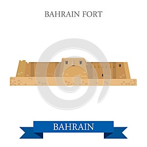 Bahrain Fort landmarks vector flat attraction travel