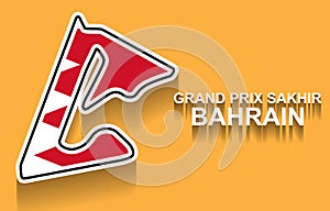 Bahrain grand prix race track for Formula 1 or F1 with flag. Detailed racetrack or national circuit