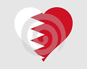 Bahrain Heart Flag. Bahraini Love Shape Country Nation National Flag. Kingdom of Bahrain Banner Icon Sign Symbol. EPS Vector