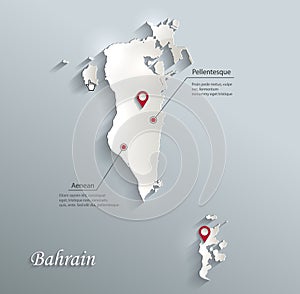 Bahrain map blue white card paper 3D