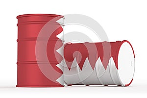 Bahrain oil styled flag barrels isolated on white background. 3d render