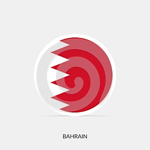 Bahrain round flag icon with shadow