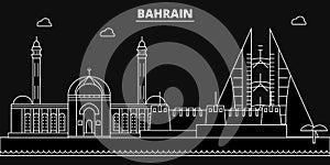 Bahrain silhouette skyline. Bahrain vector city, bahraini linear architecture, buildingline travel illustration