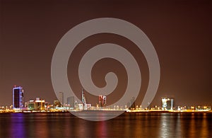 Bahrain skyline illuminated at night