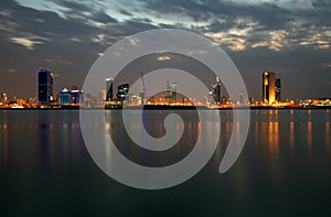Bahrain skyline at twilight, HDR
