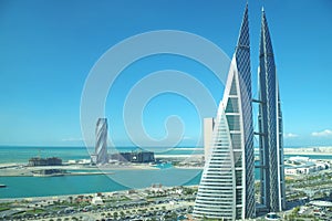 The Bahrain World Trade Center is a 240-metre-high, 50-floor, twin tower complex located in Manama with the famous twisted spiral
