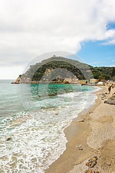 Baia dei Saraceni (Saraceni Bay) Beach in Varigotti, Liguria, Italy