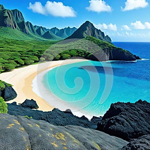 Baia do Sancho Beach do in Fernando de Noronha Island Exotic beach on Rocky shore in Rock Pools Coast Scenic