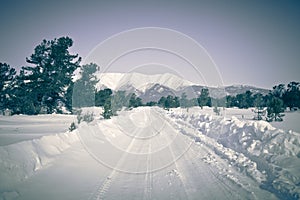 Baikal. Holy Nose Peninsula. Barguzinsky Gulf Coast in the winter. Tinted.