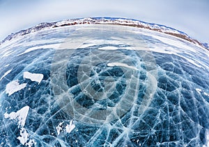 Baikal ice in winter