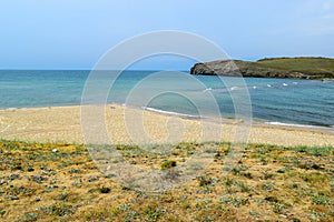 Great Lake Baikal overlooking the mountains, Small Sea Olkhon Island photo