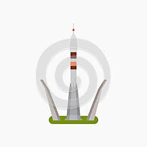 Baikonur Cosmodrome. Flat illustration