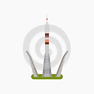Baikonur Cosmodrome. Flat illustration