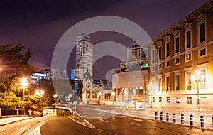 Bailen street and Spain Square in night photo