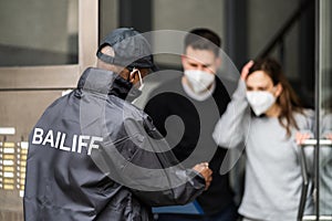 Bailiff Debt Collector At Door photo