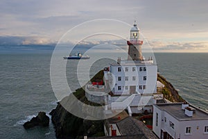 The Baily Lighthouse, Howth. co. Dublin, Baily Lighthouse on Howth cliffs, View of the Baily Lighthouse from the cliff