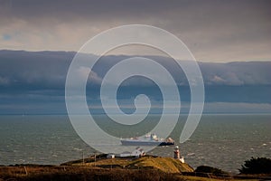 The Baily Lighthouse, Howth. co. Dublin, Baily Lighthouse on Howth cliffs, View of the Baily Lighthouse from the cliff