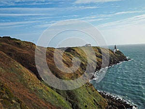 Baily lighthouse in Ireland near Dublin, peninsula sea