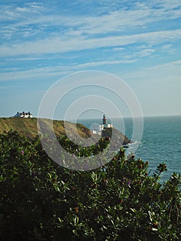 Baily lighthouse in Ireland near Dublin, peninsula sea