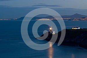 Baily lighthouse at night in Howth, Dublin, Ireland