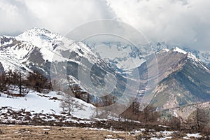 Baima Snow Mountain of Meili Snow Mountain Nature Reserve in Deqin, Yunnan, China. It is part of UNESCO World Heritage Site.