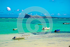 BAIN BOEUF Mauriutius. Beautiful beach in northern Mauritius. Coin de Mire, photo