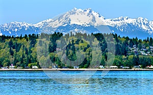 Bainbridge Island Puget Sound Snowy Mt Olympus Washington