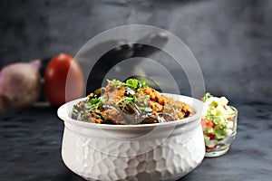 Baingan masala or eggplant curry or baingan ki sabzi